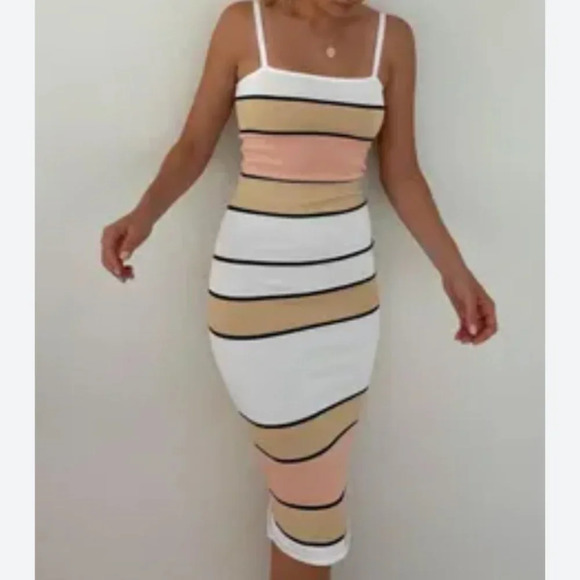 Bodycon midi striped dress - Picture 1 of 4